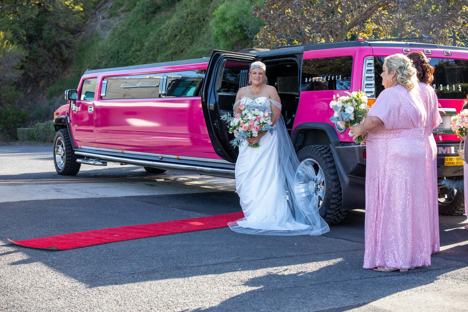 Beaumaris yacht club wedding with pink hummer
