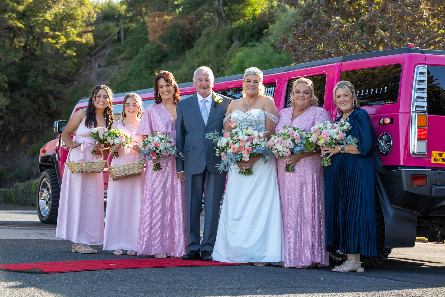 Beaumaris yacht club wedding with pink hummer