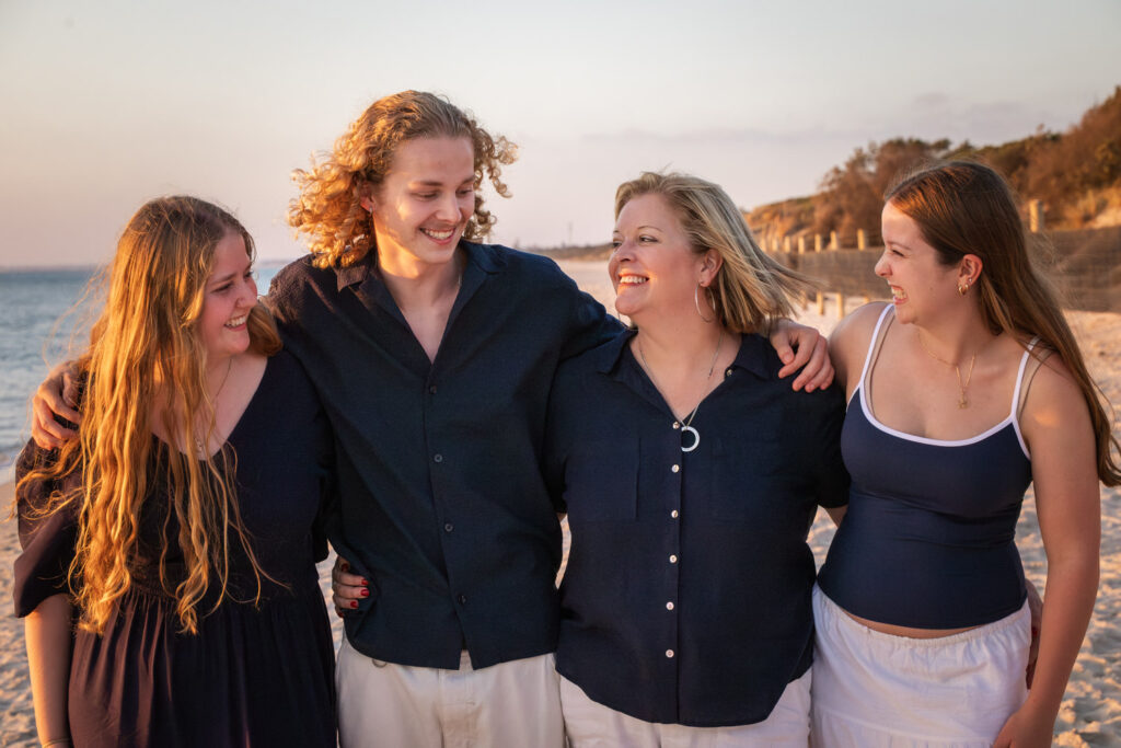 Candid family on the beach