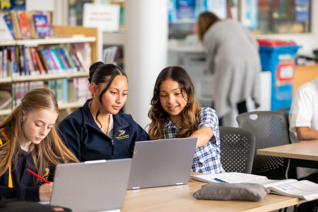 Carrum Downs Secondary College students studying in library