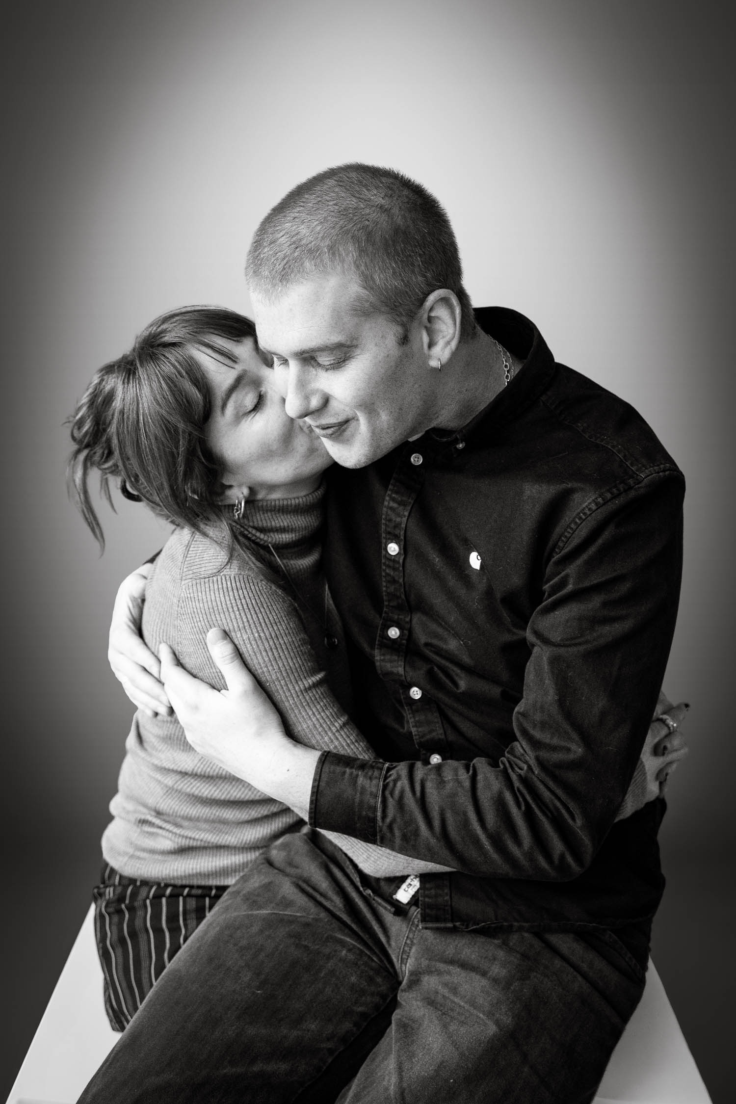 Black and White couple candid kiss